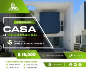 Casa en Renta en Lomas de Angelópolis ll Parque Lima Otra, Puebla