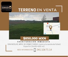 Terreno en Venta en Ejido 1 de Febrero San Andrés Ixtlán, Jalisco