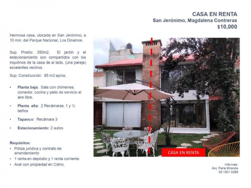 Casa en Renta en  SAN JERONIMO, Distrito Federal