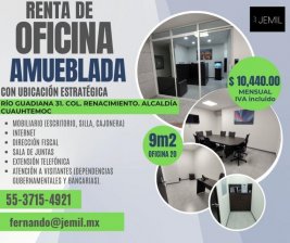 Oficina amueblada en renta en Reforma Rio Guadiana OF20