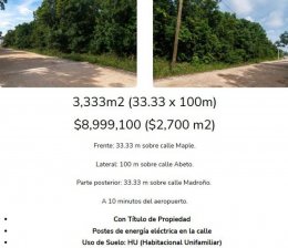 Terreno en Venta en ALAMOS Cancún, Quintana Roo