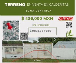 Terreno en Venta en Calderitas Chetumal, Quintana Roo