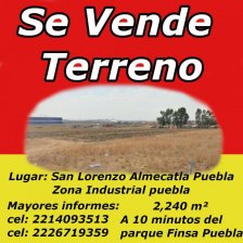 Terreno en Venta en  San Lorenzo Almecatla, Puebla